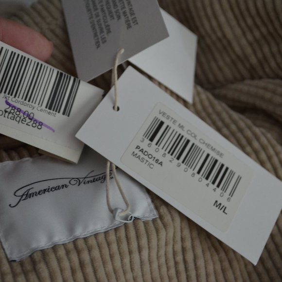 NWT $288 Sz M/L American Vintage Shacket Padow Corduroy Beige Jacket - Picture 8 of 9